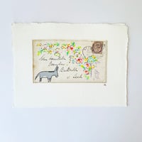 Image 2 of Art ORIGINAL - antique envelope - hand painted flowers and Dennis - Wall art