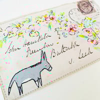 Image 5 of Art ORIGINAL - antique envelope - hand painted flowers and Dennis - Wall art