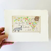 Image 4 of Art ORIGINAL - antique envelope - hand painted flowers and Dennis - Wall art
