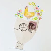 Image 2 of Art - ORIGINAL- wall art - mixed media - vase and hen