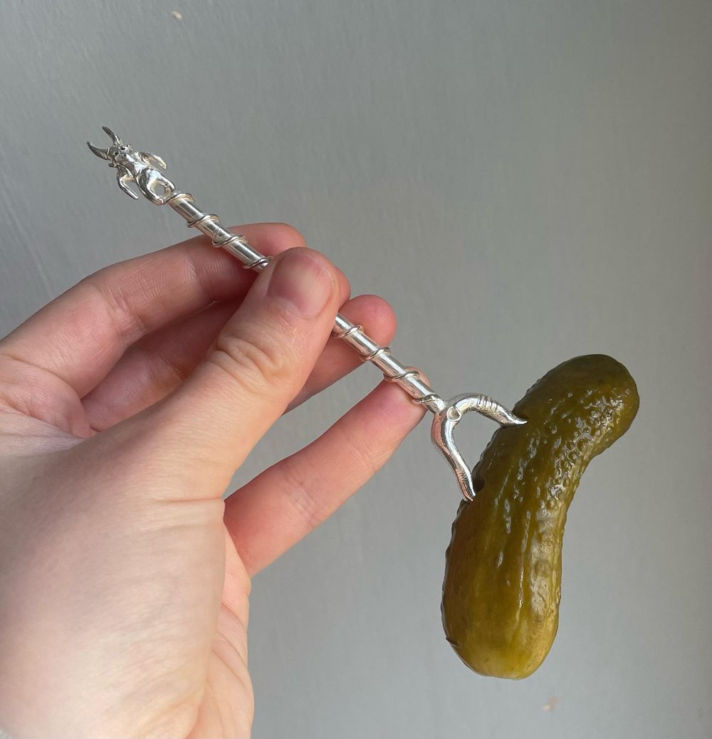 Demon pickle fork in silver plated bronze (one off)