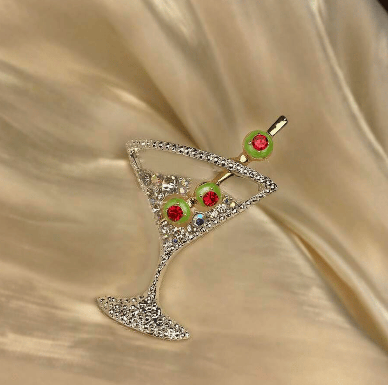 Image of Martini Rhinestone Brooch