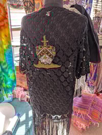 Image 1 of Cruisin Black Lace Kimono with fringe  large