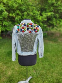 Image 1 of 1989 3D floral Denim Jacket xs