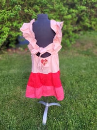 Image 3 of Pink tiered floral patchwork dress xl