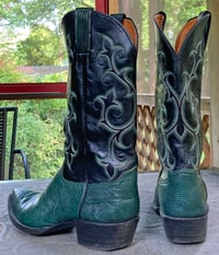Image 3 of Emerald Green Tejus Lizard Cowboy Boots. Custom Made in El Paso Texas. Men's 10.5D