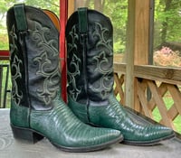 Image 2 of Emerald Green Tejus Lizard Cowboy Boots. Custom Made in El Paso Texas. Men's 10.5D