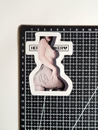 Image 2 of Heartbreaker With Gorgeous Booty In Pentagram Fishnets Glossy Finish Vinyl Sticker