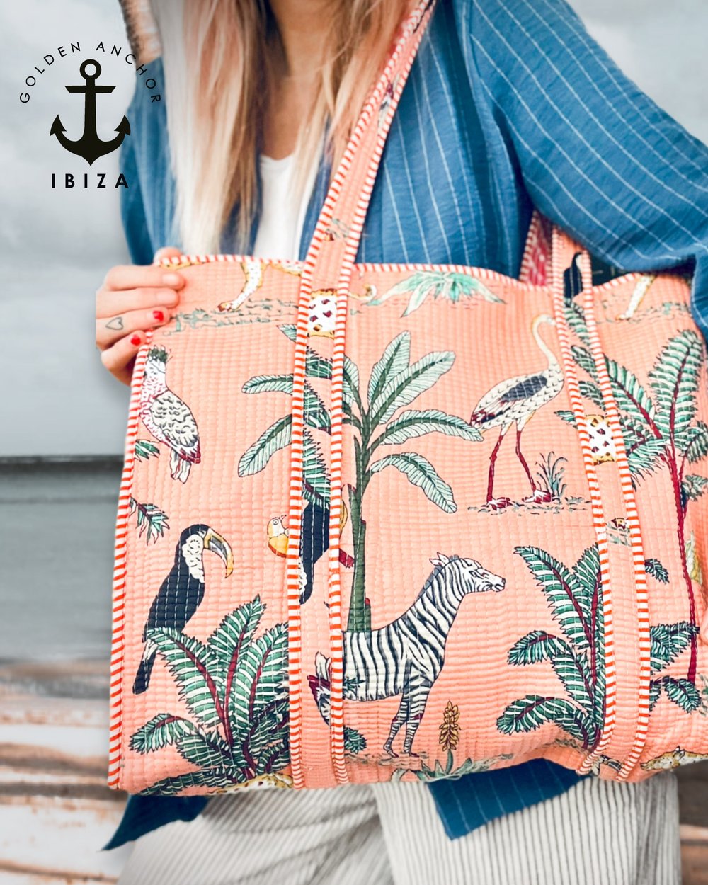 Image of blockprint Tote ⛧° VILLAGE PUNK ⛧°IBIZA ⛧° FESTIVALVIBE ⛧°