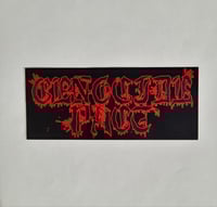 Image 1 of Large Genocide Pact Red on Black Band Logo Glossy Vinyl Sticker