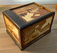 Image 3 of Rare Mid Century Japanese Roll Top Mechanical Pop-Up Parrot Box.
