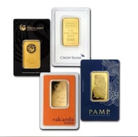 1g Gold Bullion Bars Assay Card Certified