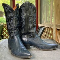 Image 4 of Navy Blue Tejus Lizard Cowboy Boots. Custom Made in El Paso Texas. Men's 10.5D