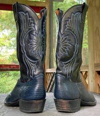 Image 3 of Navy Blue Tejus Lizard Cowboy Boots. Custom Made in El Paso Texas. Men's 10.5D