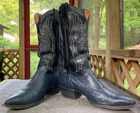 Image 2 of Navy Blue Tejus Lizard Cowboy Boots. Custom Made in El Paso Texas. Men's 10.5D