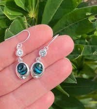 Blu Abalone Shell effect Diamante danglers
