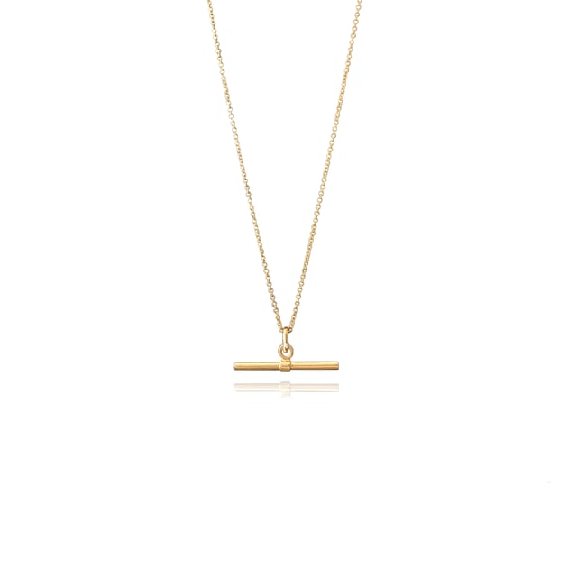 Small T-bar necklace gold