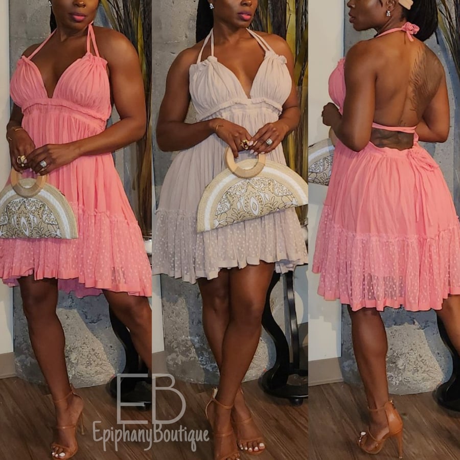 Image of The Haley Babydoll Dress: Fresh Rose & Nude