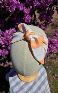 Image 2 of Linen Top Knot Headband- Creamsicle Stripe