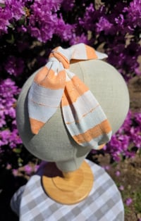 Image 1 of Linen Top Knot Headband- Creamsicle Stripe