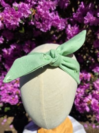 Image 2 of Linen Top Knot Headband - Spring Green
