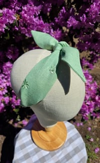 Image 1 of Linen Top Knot Headband - Spring Green