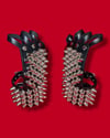 Black Leather Gloves with four Rows of Tall Cone Studs