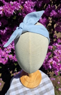 Image 1 of Linen Top Knot Headband- Sky Blue