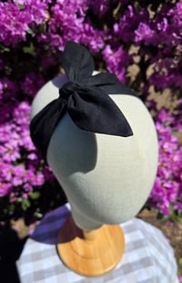 Image 1 of Linen Top Knot Headband- Black