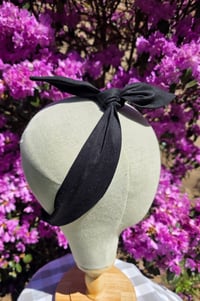 Image 2 of Linen Top Knot Headband- Black