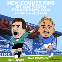 Jack Diamond / Paul Jones - Stockport County Pennodraws Pin Badge