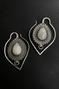 Image 1 of Silver Teardrop Stone Earrings