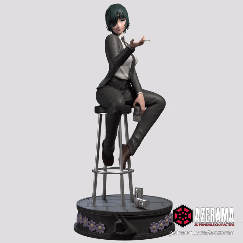Image 2 of 3D Printed Himeno Figurine – Chainsaw Man Model (Pre-Sanded, Unpainted & Unassembled)