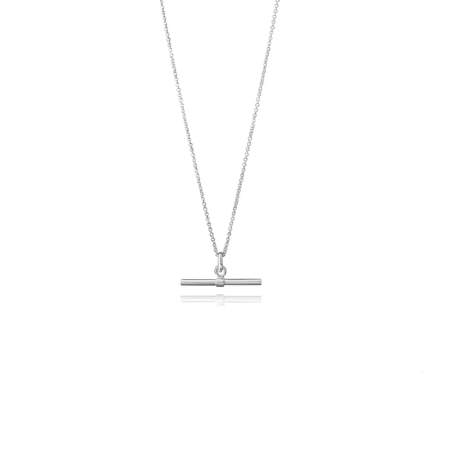 Small T-bar necklace silver