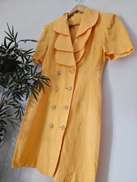 Image 3 of PRISSY VINTAGE orange dynasty shoulder pad triple lape double breasted wiggle dress UK 10 12 