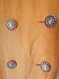 Image 4 of PRISSY VINTAGE orange dynasty shoulder pad triple lape double breasted wiggle dress UK 10 12 