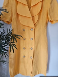 Image 7 of PRISSY VINTAGE orange dynasty shoulder pad triple lape double breasted wiggle dress UK 10 12 