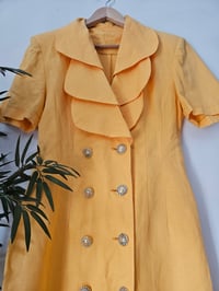 Image 8 of PRISSY VINTAGE orange dynasty shoulder pad triple lape double breasted wiggle dress UK 10 12 