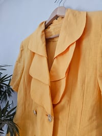 Image 9 of PRISSY VINTAGE orange dynasty shoulder pad triple lape double breasted wiggle dress UK 10 12 