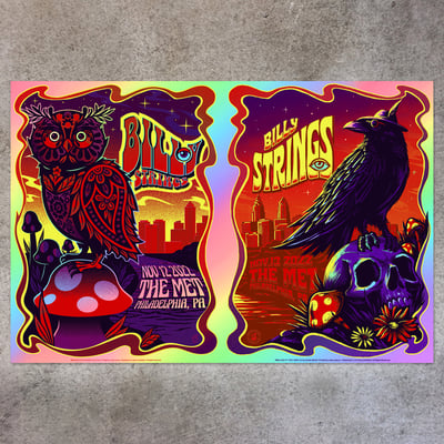 Image of Billy Strings Philadelphia Uncut Rainbow Foil Poster