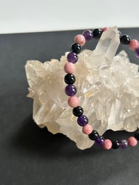 Image 1 of Grief Support: Amethyst, Black Onyx, & Rhodonite Bracelet