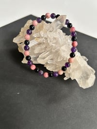 Image 2 of Grief Support: Amethyst, Black Onyx, & Rhodonite Bracelet