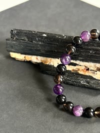 Image 1 of Grief Support: Amethyst, Black Onyx, & Smoky Quartz Bracelet