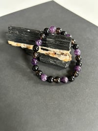 Image 2 of Grief Support: Amethyst, Black Onyx, & Smoky Quartz Bracelet