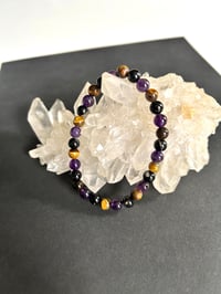 Image 2 of For Protection: Amethyst, Black Tourmaline, & Tigers Eye Bracelet