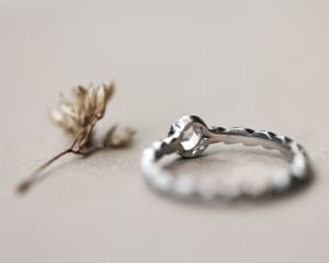 Image of Platinum 4.2mm Rose-cut diamond laurel leaf ring (LON249)