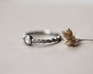 Image of Platinum 4.2mm Rose-cut diamond laurel leaf ring (LON249)