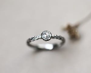 Image of Platinum 4.2mm Rose-cut diamond laurel leaf ring (LON249)