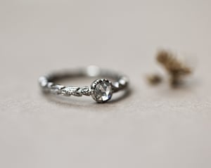 Image of Platinum 4.2mm Rose-cut diamond laurel leaf ring (LON249)