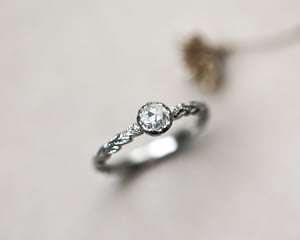 Image of Platinum 4.2mm Rose-cut diamond laurel leaf ring (LON249)